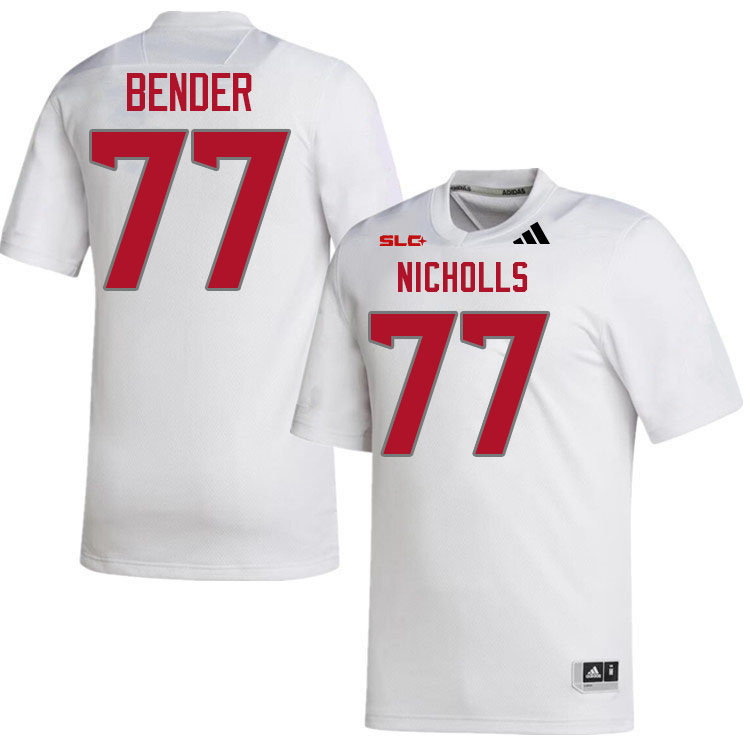 Nicholls Colonels #77 Jacob Bender College Football Jerseys,Uniforms Stitched-White